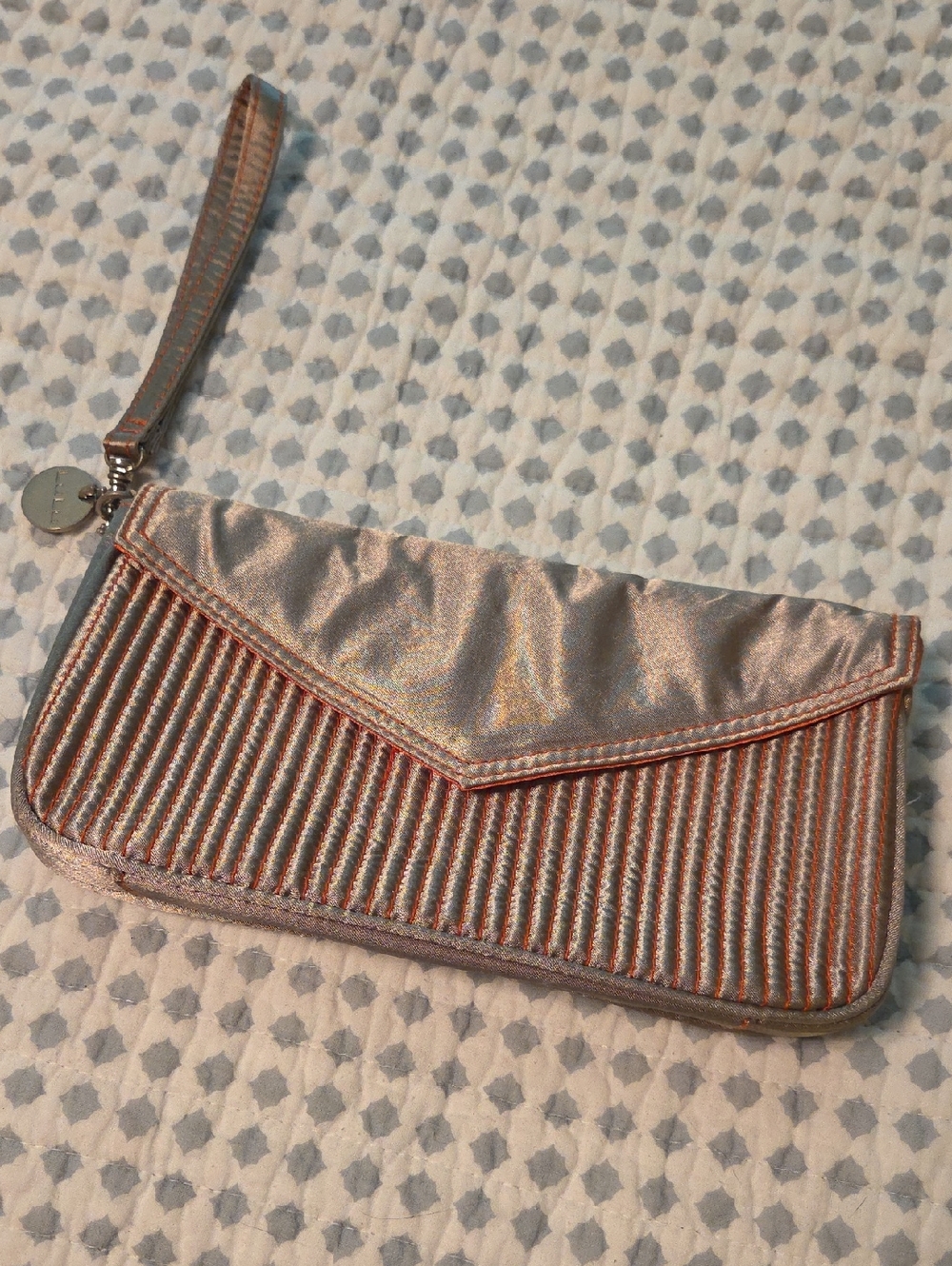 Metallic Rose Gold Wristlet Clutch